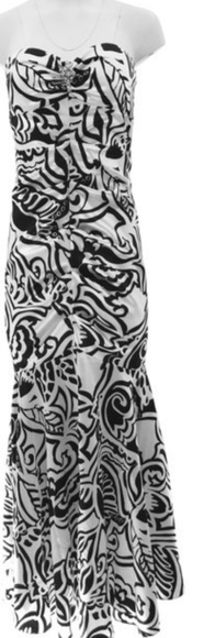Worn Once Black and White Strapless Gown - Picture 2 of 6